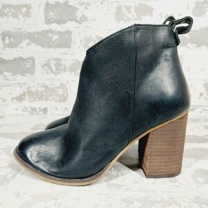 New BP Lance Black Leather  Round Toe Block Heel Ankle Boots C1023